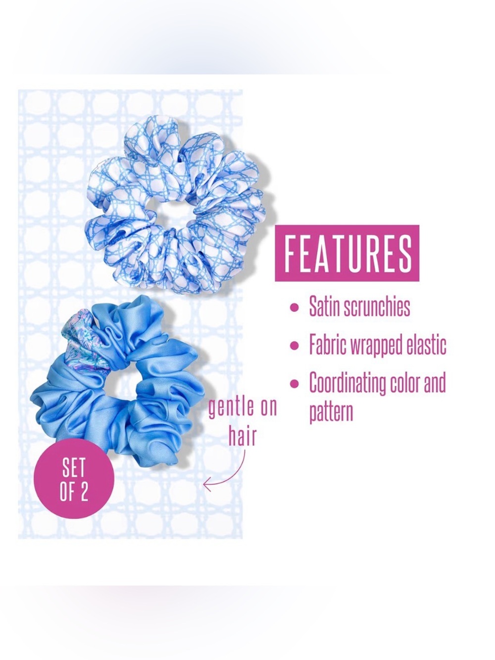 Lilly Pulitzer 2-Pack Satin Scrunchies, Soleil It On Me